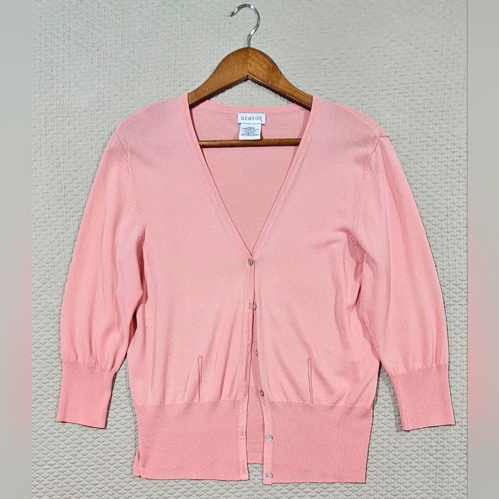 George Women's Blush Light Pink Open Front‎ Cardigan Knit Sweater Size M